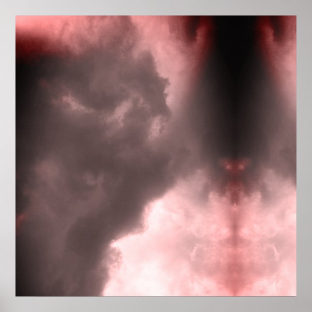 Póster Demón y un dragón peleando en el cielo rojo (Frente)