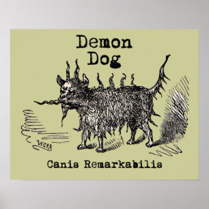 Póster Demonio de Perro Divertido Vintage Lindo