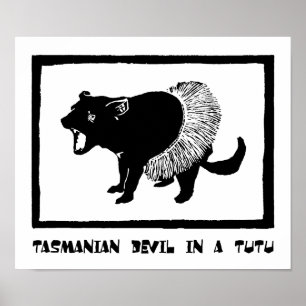 Póster Demonio de Tasmania en un Tutu
