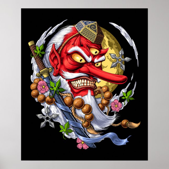 Póster Demonio japonés de Tengu (Frente)