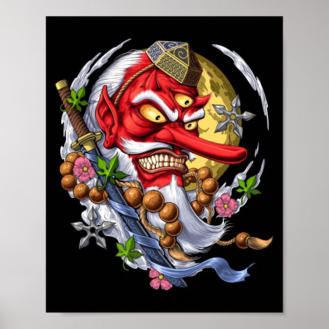 Póster Demonio japonés de Tengu (Frente)