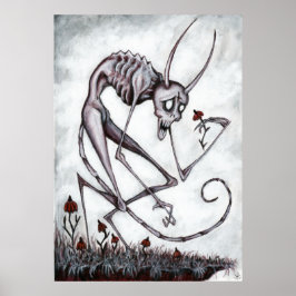 Póster Demonio lindo con poster de pintura acrílica flora