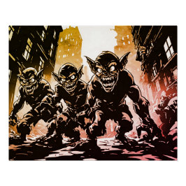 Póster Demonios duendes arruinaron el estilo gráfico retr