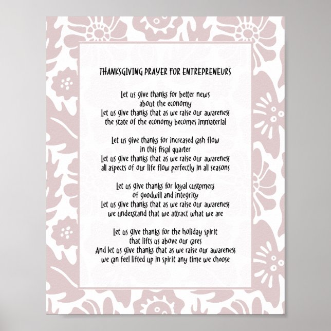 Póster Demos Gracias Floral Jefa Señora Oración (Frente)