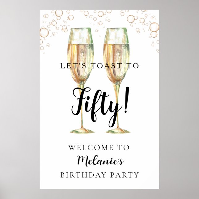 Póster Demos la bienvenida al cumpleaños de Champagne (Frente)