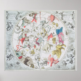 Póster Demostración celestial los Rótulos del zodiaco