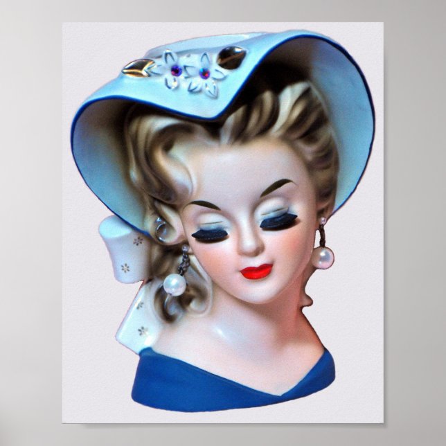 Póster Demure Southern Belle Head Vase Bonnet Lady (Frente)
