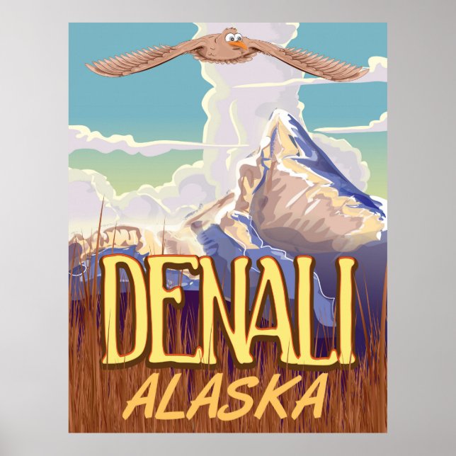 Póster Denali Alaska personalizado poster de viaje (Frente)