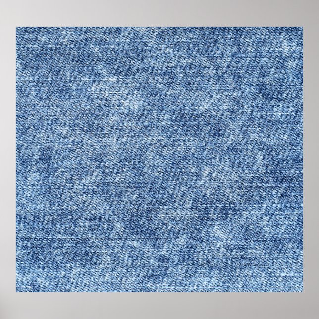 Póster Denim azul de lavado con ácido, textura de cierre. (Frente)