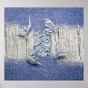 Póster Denim azul roto: textura de jeans.