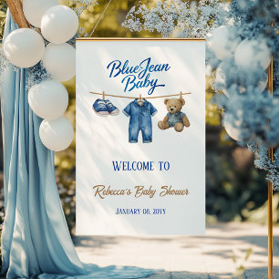 Póster Denim Bear Boy Blue Jean Baby Shower Bienvenida