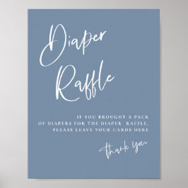 Póster Denim Blue Baby Shower Diaper Raffle Card Poster