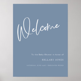 Póster Denim Blue Dusty Rótulo Poster de bienvenida de Ba