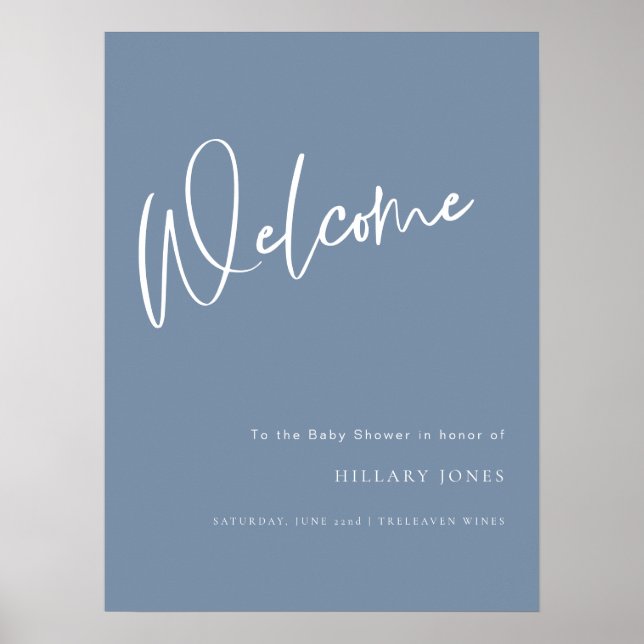 Póster Denim Blue Dusty Rótulo Poster de bienvenida de Ba (Frente)