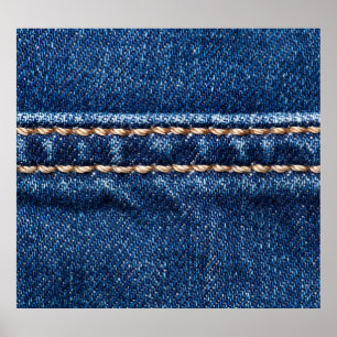 Póster Denim con título: textura de jeans cerrados.