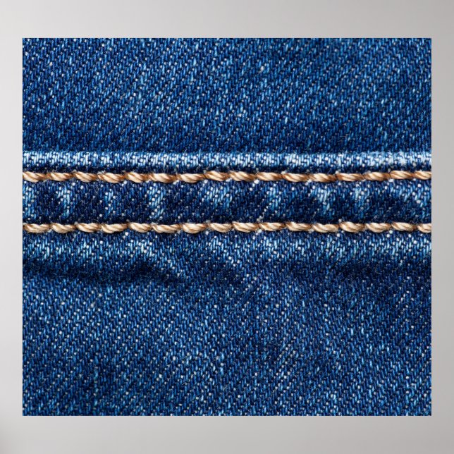 Póster Denim con título: textura de jeans cerrados. (Frente)