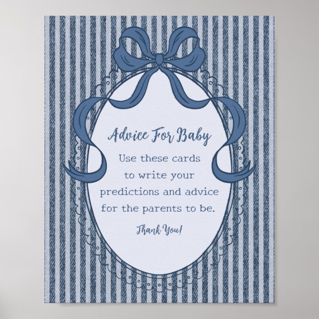 Póster Denim Coquette Bow Blue Jean Advice for Baby (Frente)