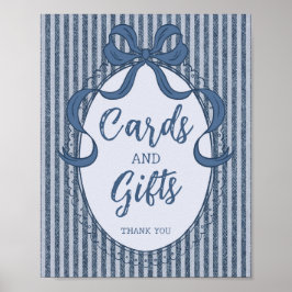 Póster Denim Coquette Bow Blue Jean Cards and Gifts Sign