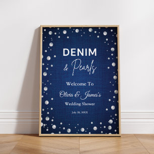 Póster Denim Diamonds Pearls Blue Couple Bienvenidos