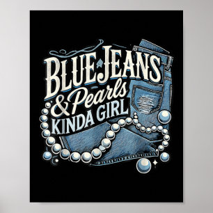 Póster Denim Fabric Blue Jeans Pearls Skinny Jeans Lover