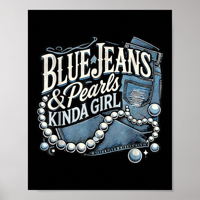 Póster Denim Fabric Blue Jeans Pearls Skinny Jeans Lover (Frente)