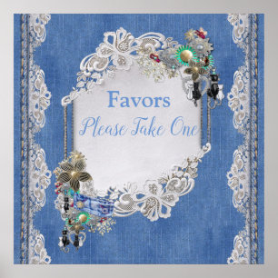 Póster Denim Joyería de encaje texturada y vestuario