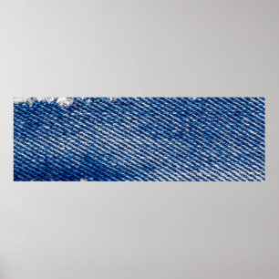 Póster Denim marco. Tejidos de denim despojados con borde