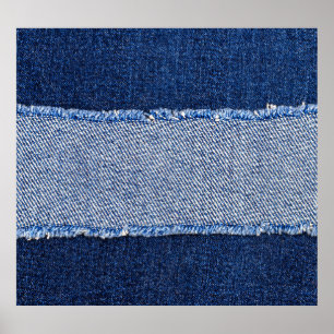 Póster Denim roto: tela de jeans azules.