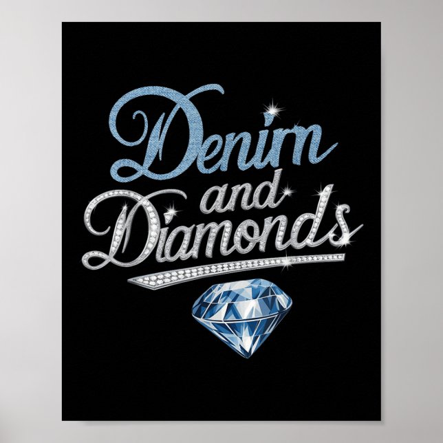 Póster Denim Y Diamantes Estilo De Moda De Moda (Frente)