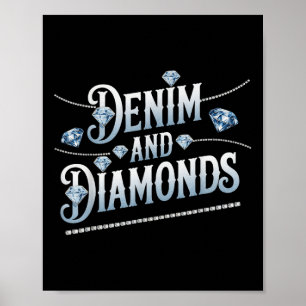 Póster Denim Y Diamantes Estilo De Moda De Moda