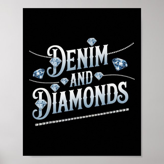 Póster Denim Y Diamantes Estilo De Moda De Moda (Frente)