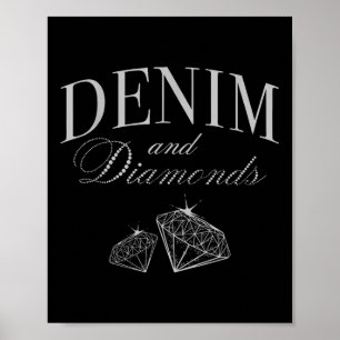 Póster Denim Y Diamantes Glam Cowgirl Fiesta