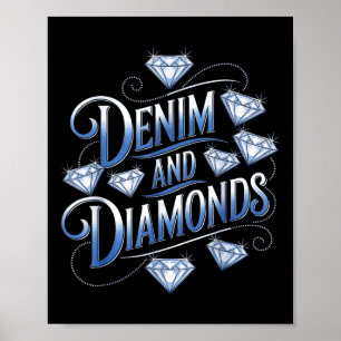 Póster Denim Y Diamantes País Bachelorette Occidental Pa