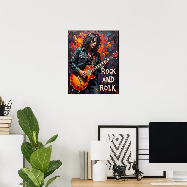 Póster Denim y Guitarra (Oficina en casa)
