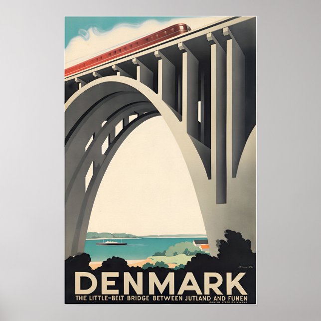 Póster Denmark Art Jutland Print Funen Travel Poster  (Frente)