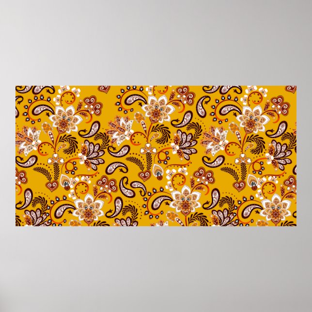 Póster Dense floral mano ornamental dibujar fantasía flor (Frente)