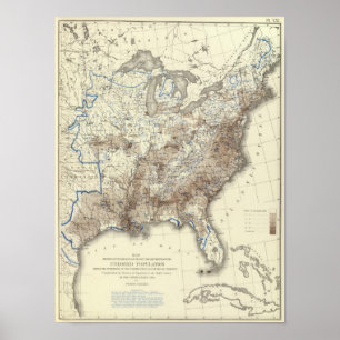 Póster Densidad de población racial 1870