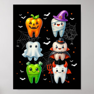 Póster Dental Boo Crew Teeth Dentist Halloween Costumbres