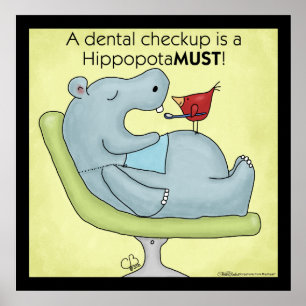 Póster Dental Checkup Hippopótamo