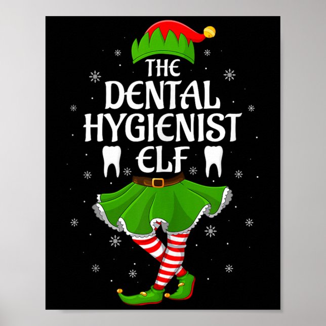 Póster Dental Hygienist Elf Christmas Girls Women Elf Squ (Frente)