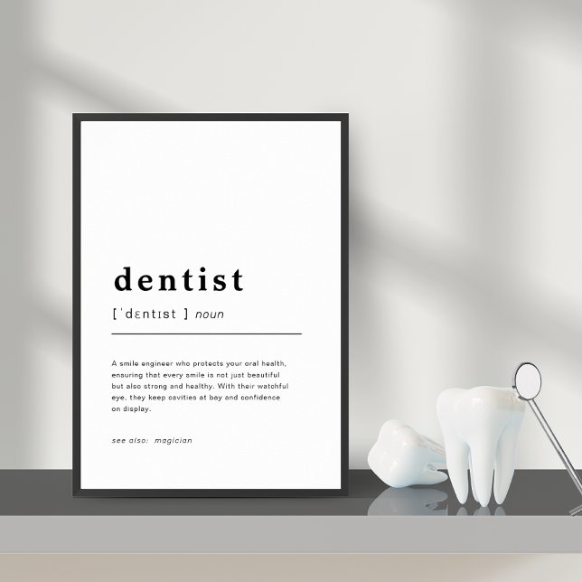 Póster Dental Office Decor Dentist Definition Wall Print (Dental Office Decor Dentist Definition Wall Print)