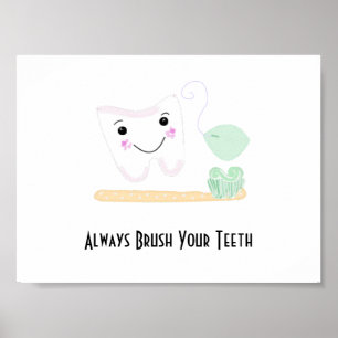Póster Dental Saying with Tooth and Toothcel