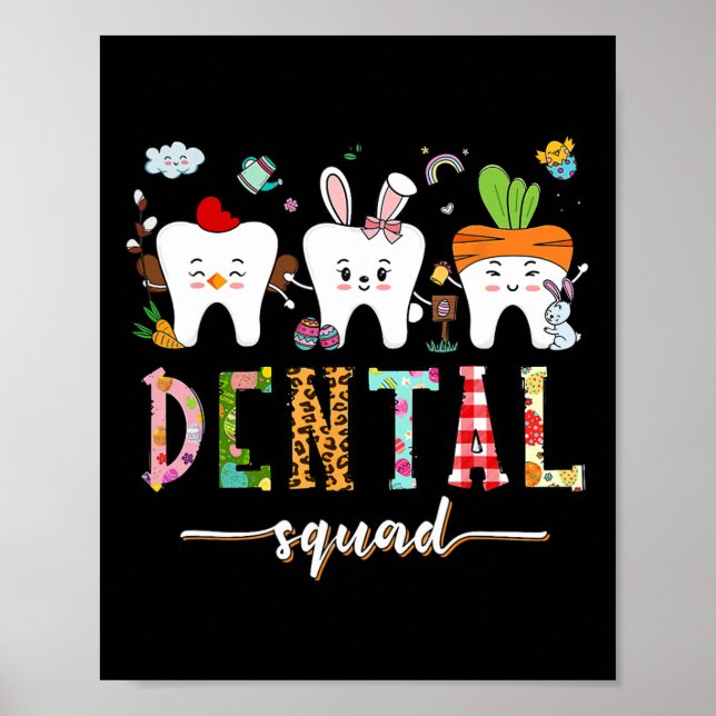 Póster Dental Squad Easter Day Divertido Diente Dental Is (Frente)
