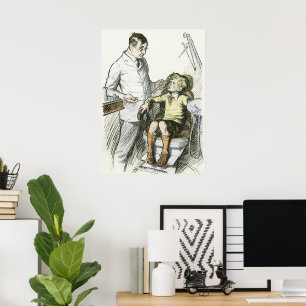 Póster Dental ventilado, dentista con un niño en la silla