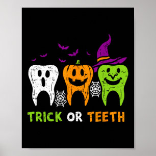 Póster Dentis de Halloween Dental Dental Squad Funny Tric