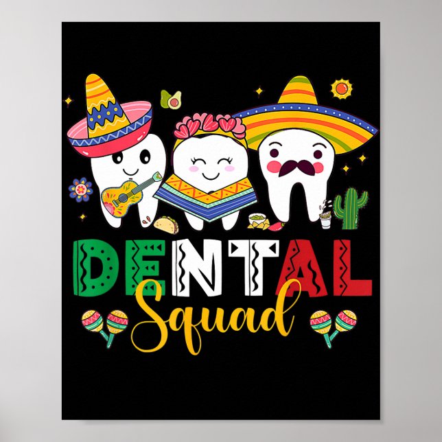 Póster Dentista Cutáneo Dental Cinco De Mayo (Frente)