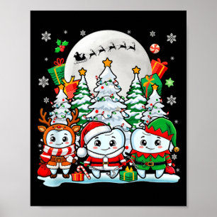 Póster Dentista del elfo del reno de Santa tres de Navida