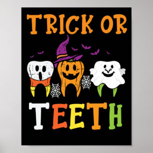 Póster Dentista Dental Dental Halloween Trick O Teeth