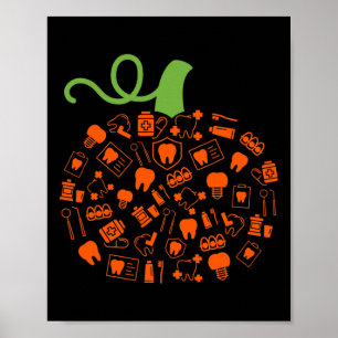 Póster Dentista Dental Halloween Dental de la Bruja de la
