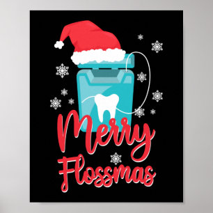 Póster Dentista Dental Merry Flossmas Navidades Floss